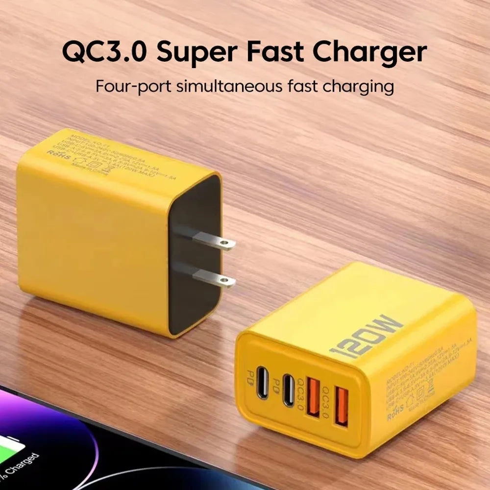 4 Ports USB C PD Charger Quick Charge 3.0 Type C