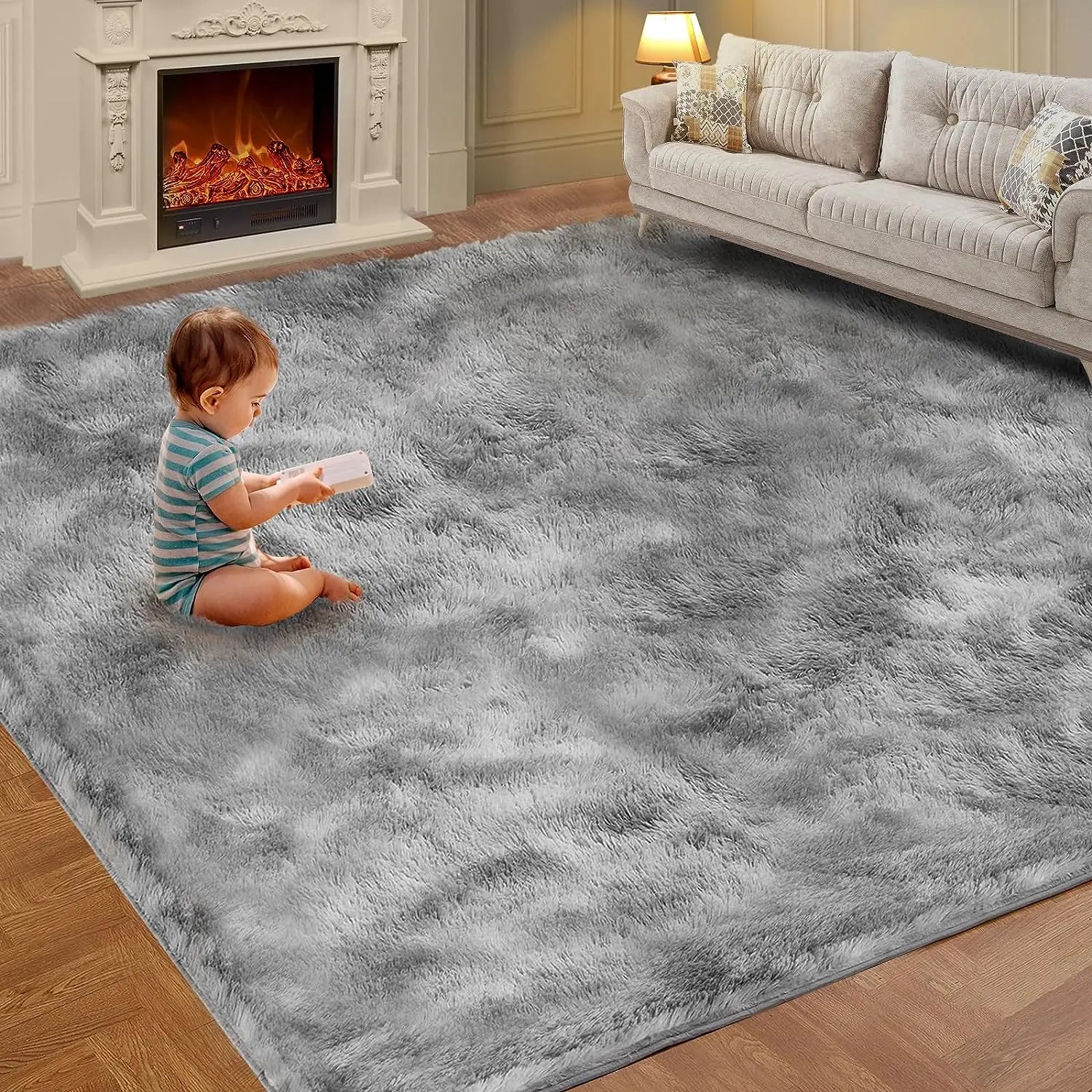 Dye Plush Carpet Living Room Decoration Soft Fluffy Home Mat Children's