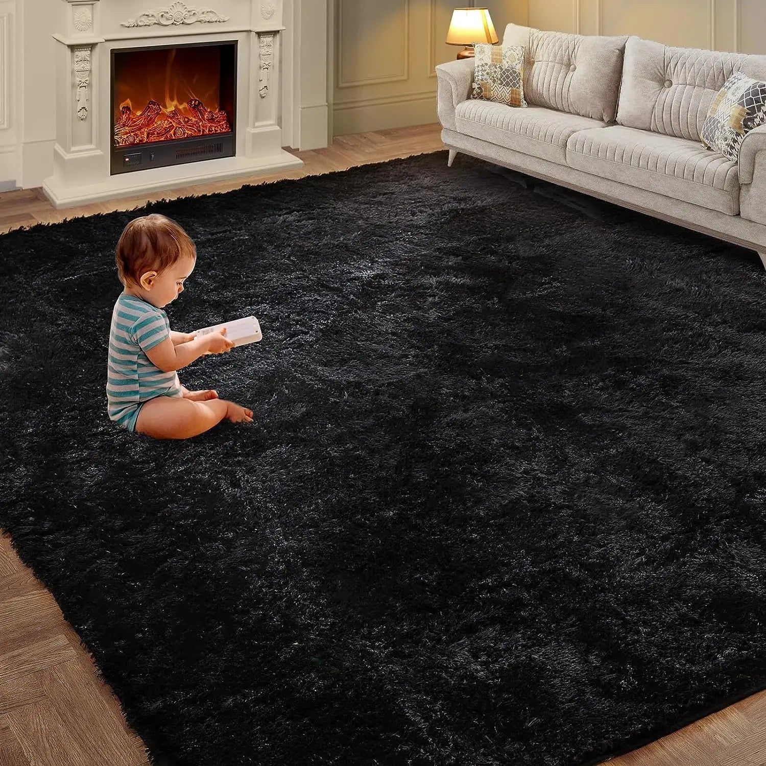 Dye Plush Carpet Living Room Decoration Soft Fluffy Home Mat Children's