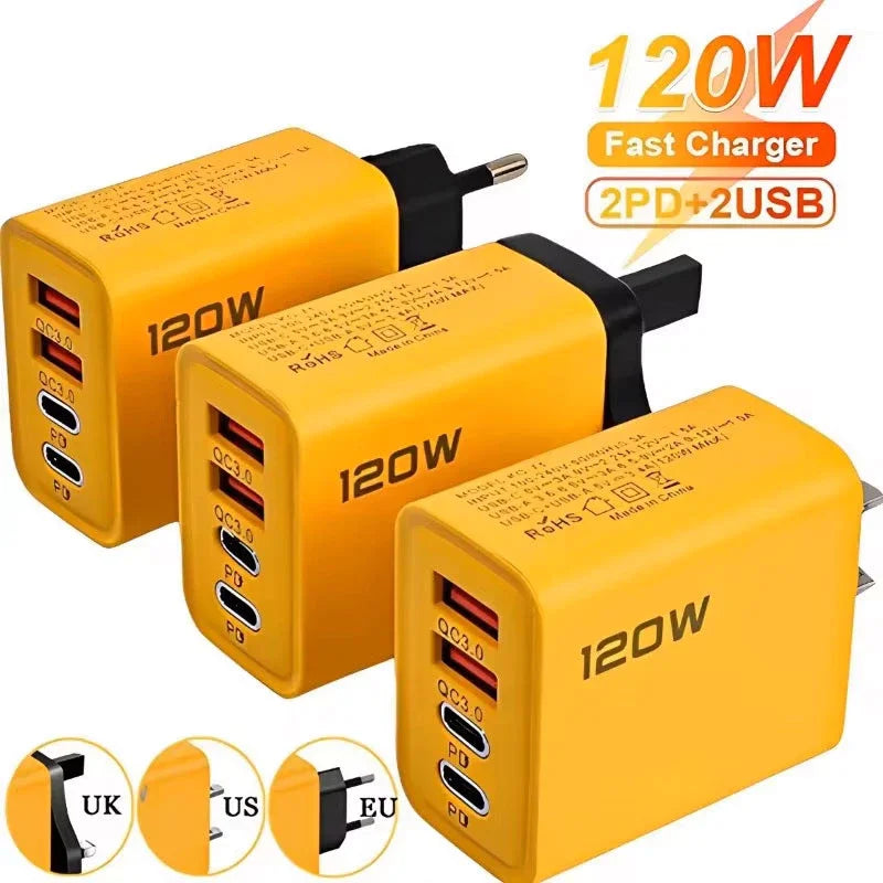 4 Ports USB C PD Charger Quick Charge 3.0 Type C