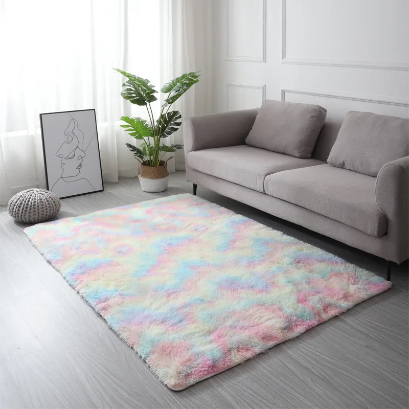 Dye Plush Carpet Living Room Decoration Soft Fluffy Home Mat Children's
