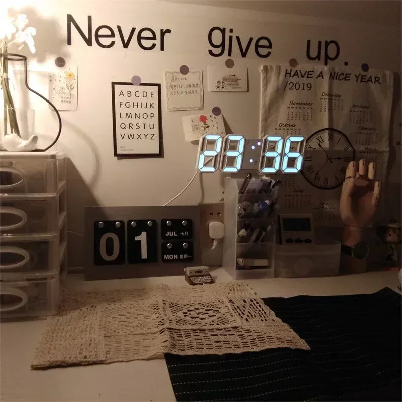 3D LED Digital Clock Wall Decoration