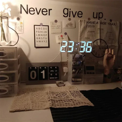 3D LED Digital Clock Wall Decoration