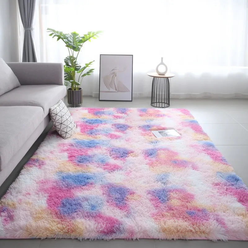 Dye Plush Carpet Living Room Decoration Soft Fluffy Home Mat Children's